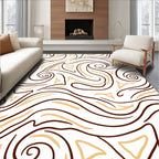 Swirling Waves Brown and Gold Rug