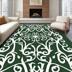 Emerald Green White Vintage Scroll Rug