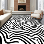 Black White Organic Contour Lines Rug