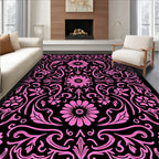 Vibrant Pink Floral Swirls Rug