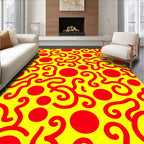 Vibrant Red Swirl Dots Rug