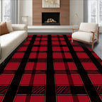 Classic Red Black Plaid Tartan Rug