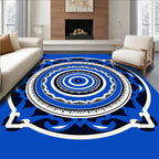 Vibrant Blue Concentric Mandala Rug