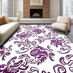 Rich Plum Floral Swirl Contemporary Rug