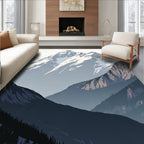 Serene Snowy Mountain Range Vista Rug