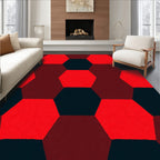 Bold Red Hexagonal Graphic Rug