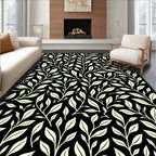 Black Cream Botanical Vine Repeating Rug