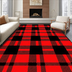 Crimson Black Buffalo Check Plaid Rug