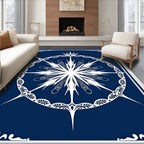 Majestic Blue White Crowned Starburst Rug
