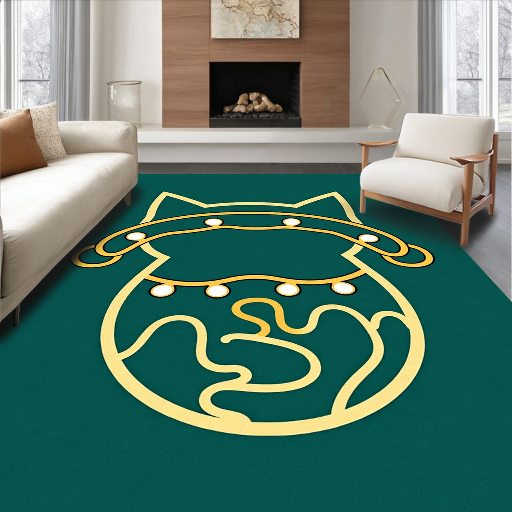 Golden Cat With Lights Accent Rug