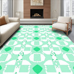 Mint Green Geometric Abstract Shape Rug