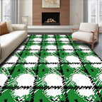 Emerald Green White Plaid Checkered Rug
