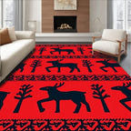 Red Forest Herd And Trees Rug