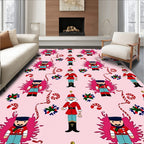 Pink Nutcracker Candy Cane Christmas Rug