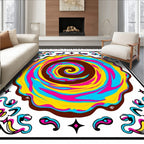 Vibrant Color Swirl Abstract Floral Rug