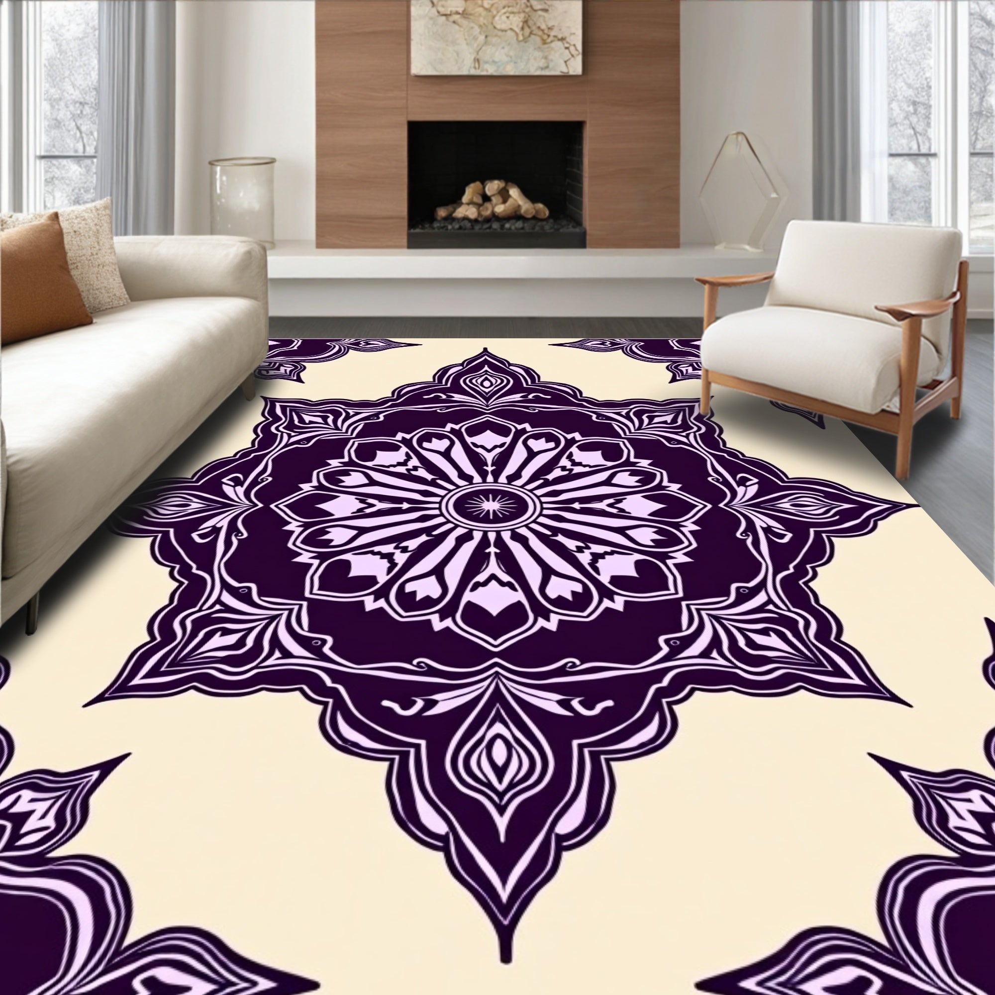 Rich Plum Eight Pointed Starburst Rug