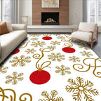 Red Ornament Gold Snowflake Harmony Rug