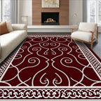 Deep Burgundy Ornate Scrollwork Medallion Rug