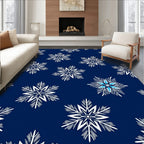 Winter White Snowflake Navy Background Rug
