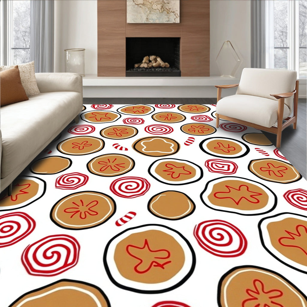 Red White Spiced Cookie Medallion Rug