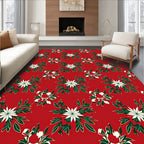 Red White Green Floral Starburst Rug