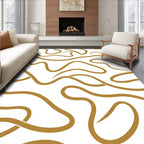 Golden Flowing Line Abstract Rug