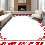 Bold Red Diagonal Stripe Border Rug
