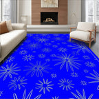 Vibrant Blue Starburst Bursting Rug