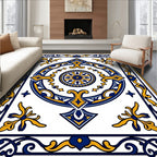 Royal Blue and Gold Medallion Arabesque Rug