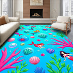 Whimsical Mermaids Underwater Coral Garden Rug