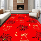 Red Poinsettia Bell Garland Rug