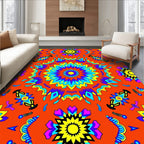 Vibrant Starburst Mandala Kaleidoscopic Rug