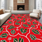 Winter Holly Leaf Snow Cluster Rug