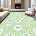 Pale Green Floral Hexagon Arrangement Rug