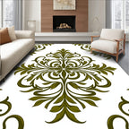 Olive Green Vintage Floral Scroll Rug