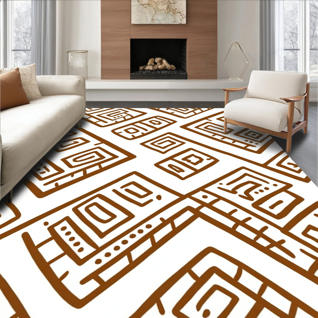 Brown Geometric Tribal Abstract Rug