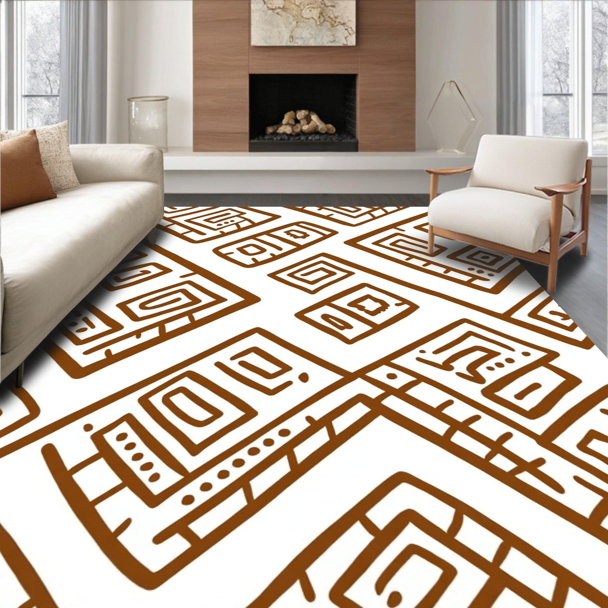 Brown Geometric Tribal Abstract Rug