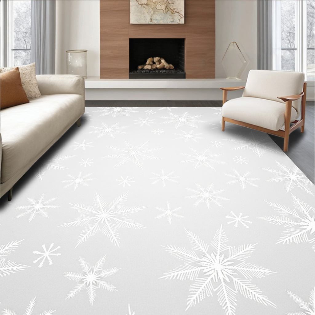 Winter White Snowflake Scatter Rug