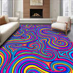 Vivid Pink Blue Yellow Swirls Rug