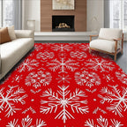 Crimson White Snowflake Cluster Rug