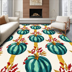 Teal Pumpkin Festive Autumn Stripe Rug