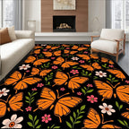 Orange Butterfly Garden Floral Accents Rug