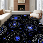 Starry Blue Sunburst Mandala Rug