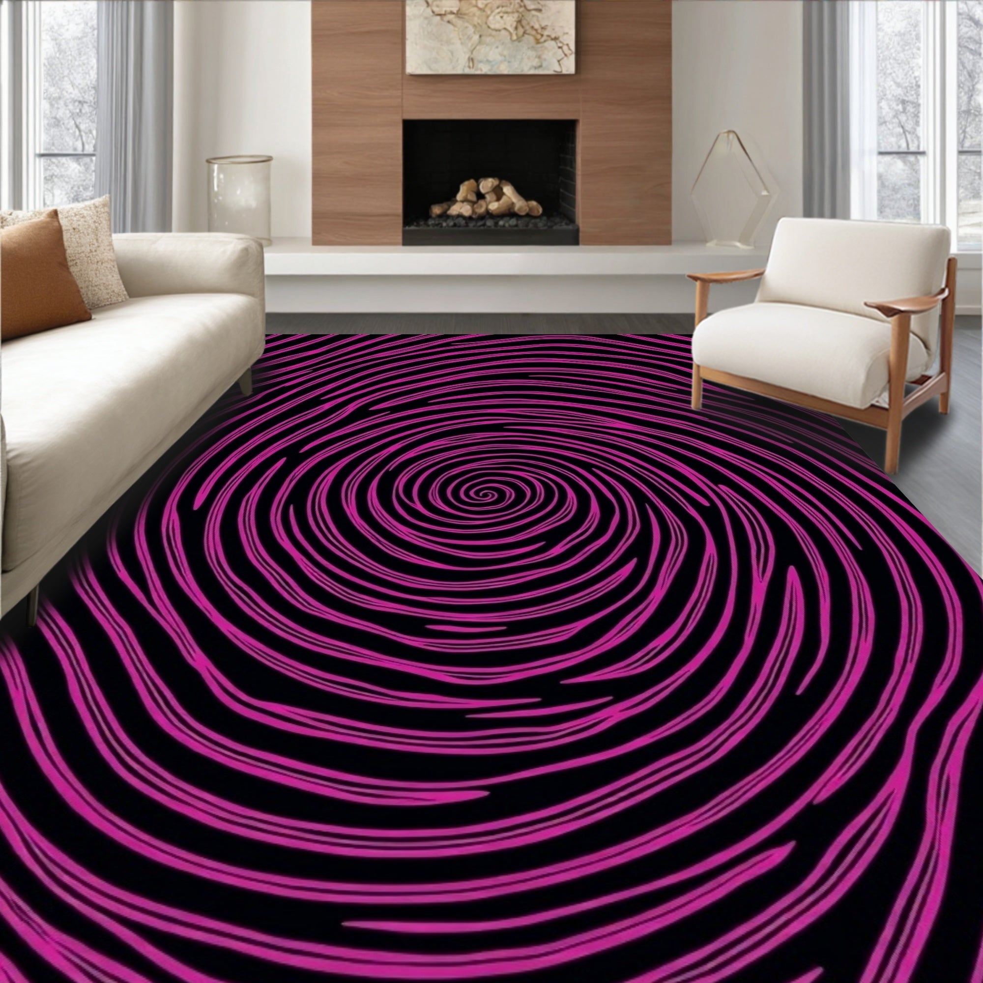 Vibrant Magenta Swirl Whirlpool Rug