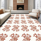 Crimson Curlicue Scroll Repeat Rug
