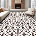 Dark Brown Ornate Filigree Diamond Rug