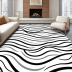 Monochrome Abstract Wave Harmony Rug