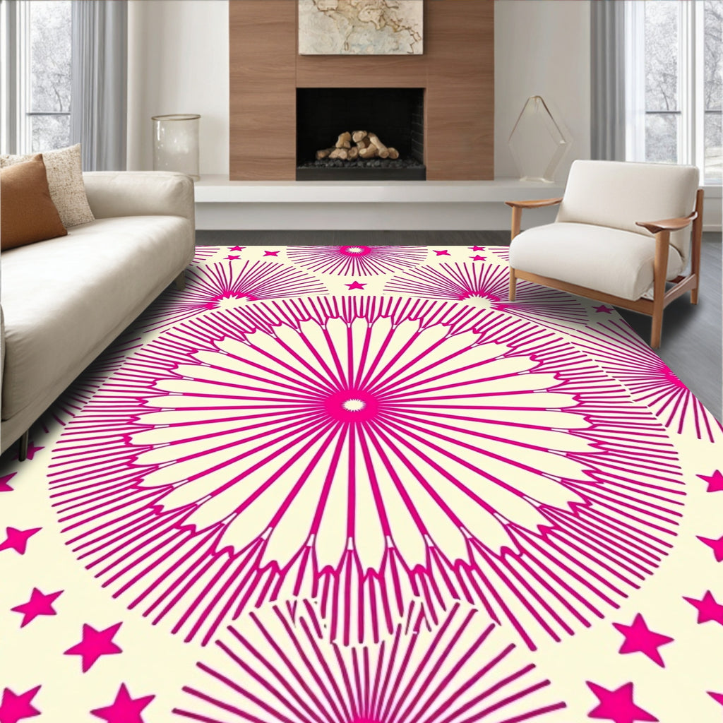 Hot Pink Starburst Circle Scatter Rug