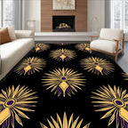 Golden Sunburst Art Deco Medallion Rug