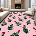 Pink Palm Frond Floral Arrangement Rug